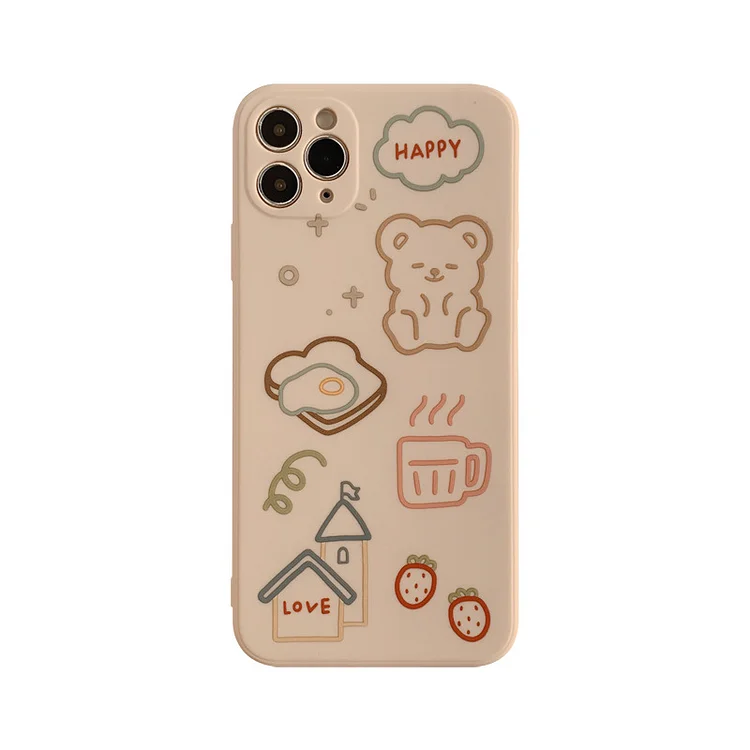 New Cute Bear Bread Phone Case For iPhone