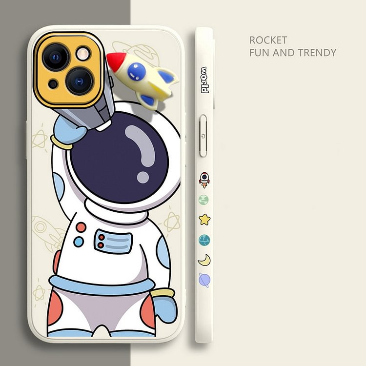 3D Rocket Astronaut Shockproof Soft Case For iPhone