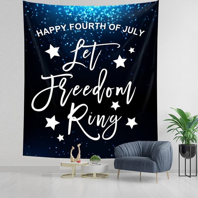 Custom Blue Glitter Independence Day Backdrop-BlingPainting-Customized Products Make Great Gifts