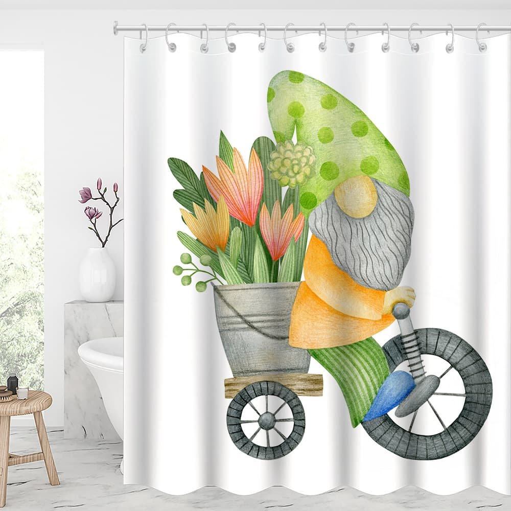 Elves with Tulip Waterproof Shower Curtains With 12 Hooks-BlingPainting-Customized Products Make Great Gifts