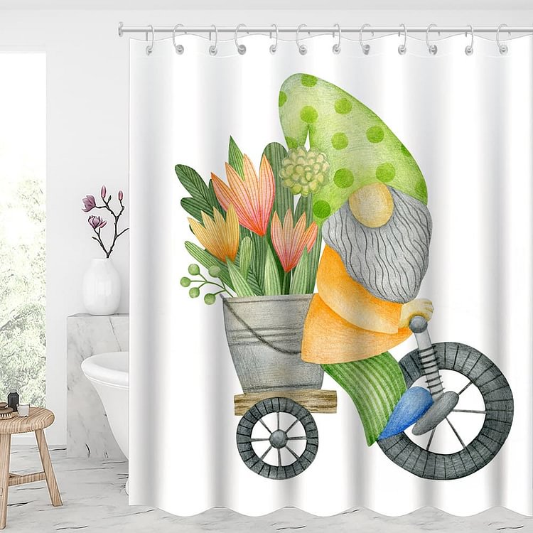 Elves with Tulip Waterproof Shower Curtains With 12 Hooks-BlingPainting-Customized Products Make Great Gifts