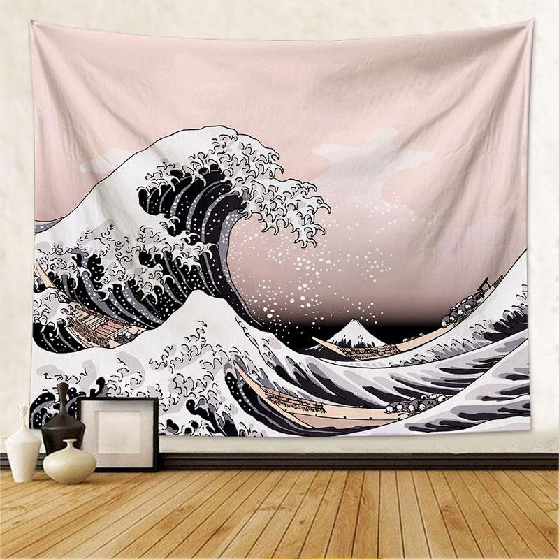 Pink Wave Wall Hanging Tapestry-BlingPainting-Customized Products Make Great Gifts