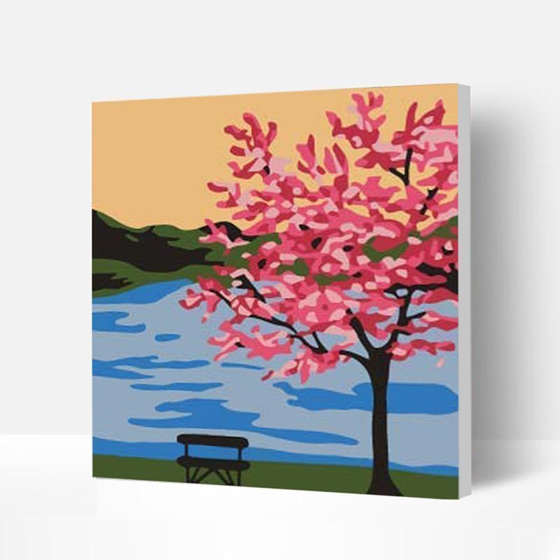 Wooden Framed Incredible Wall Art Paint with Painting Kits For Kids and Beginners - Lakeside Tree-BlingPainting-Customized Products Make Great Gifts