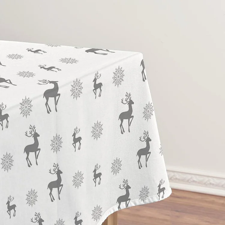 Christmas Decor Waterproof Reindeer & Snowflake Tablecloth-BlingPainting-Customized Products Make Great Gifts