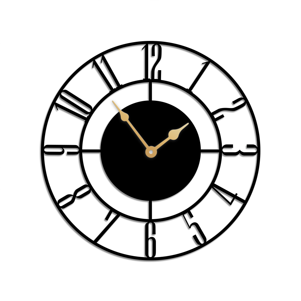 Modern Silent Metal Wall Clock, Large Metal Wall Art, Gold Clock Wall