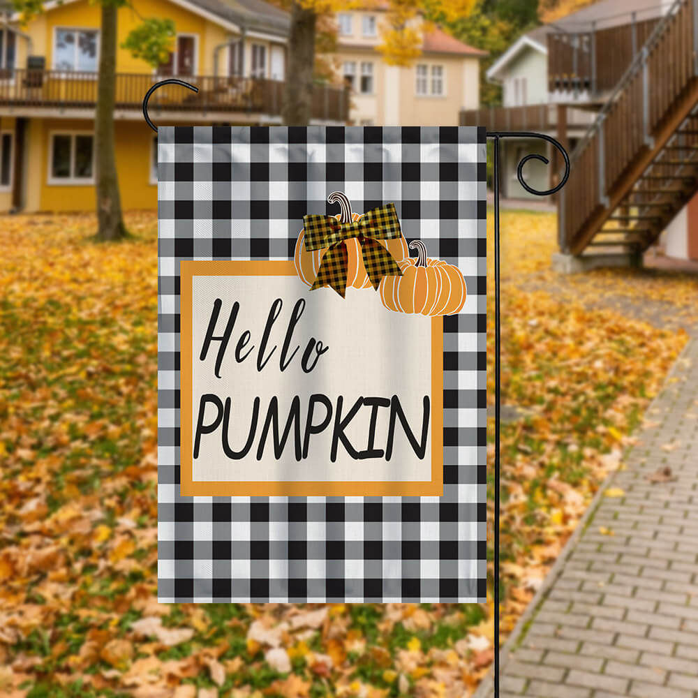 Thanksgiving Pumpkin Grid Decor Garden House Double Sided Flag -BlingPainting-Customized Products Make Great Gifts