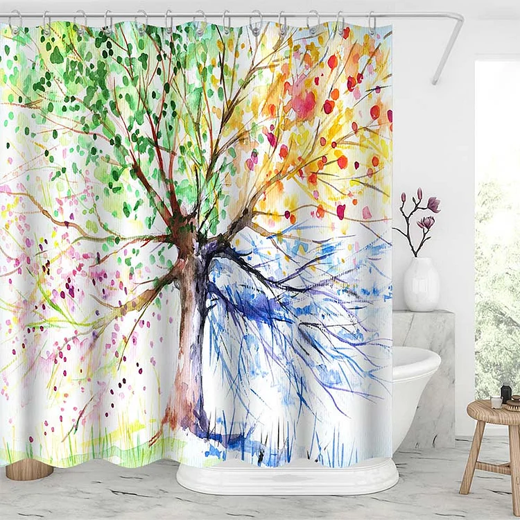 Multicolor Tree Shower Curtains-BlingPainting-Customized Products Make Great Gifts