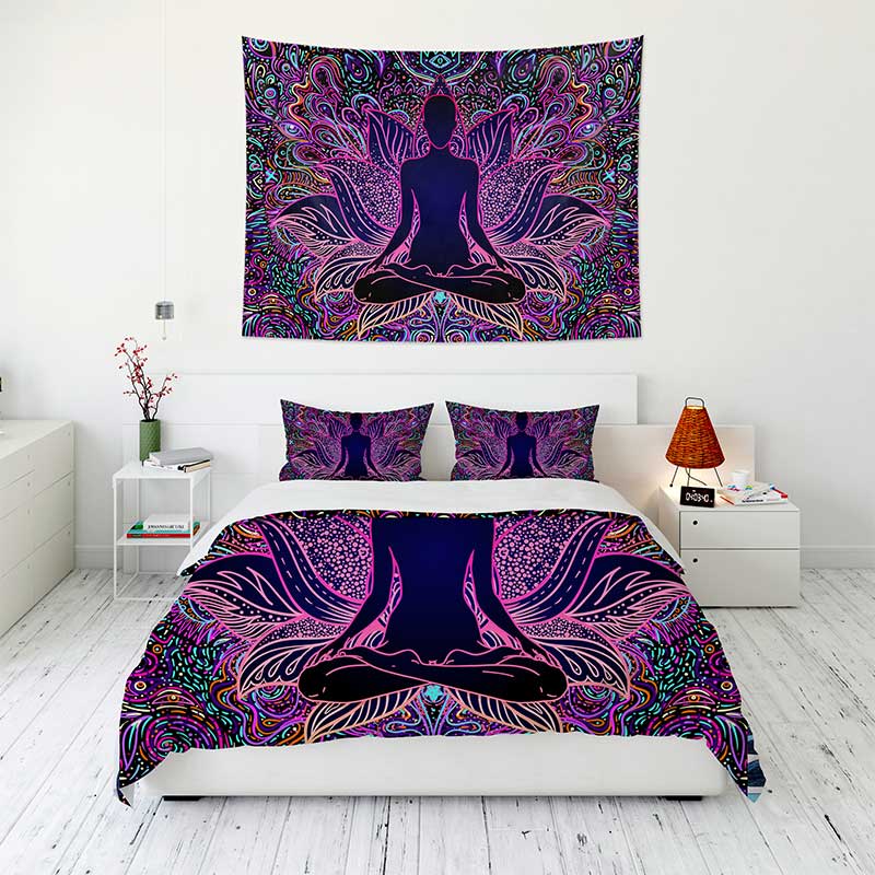 Buddha & Mandala Tapestry Wall Hanging and 3Pcs Bedding Set Home Decor-BlingPainting-Customized Products Make Great Gifts