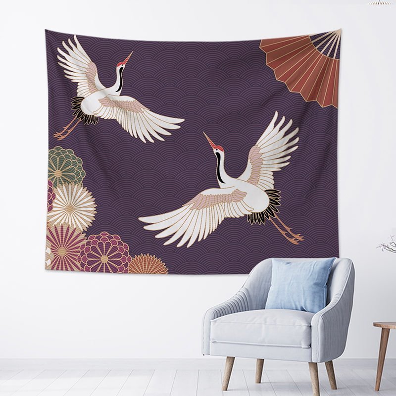 Water Ripple Cranes Tapestry Wall Hanging Bohemian-BlingPainting-Customized Products Make Great Gifts