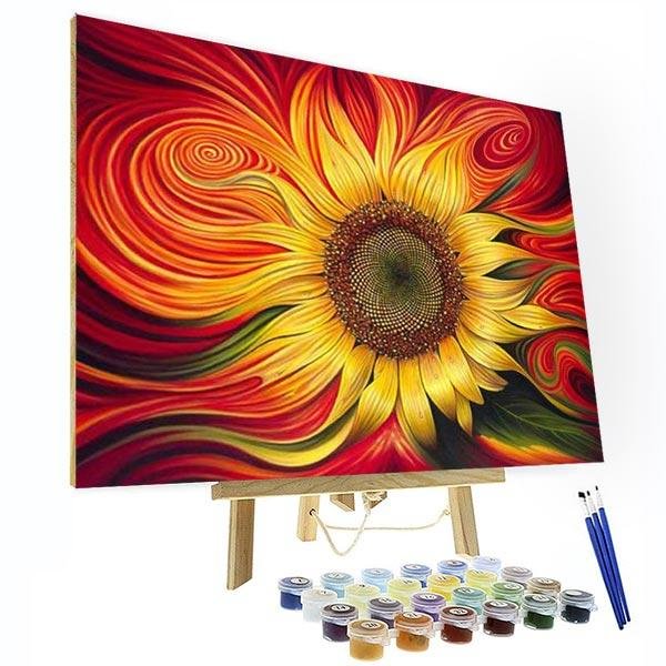 Paint by Numbers Kit - Red Sunflower-BlingPainting-Customized Products Make Great Gifts