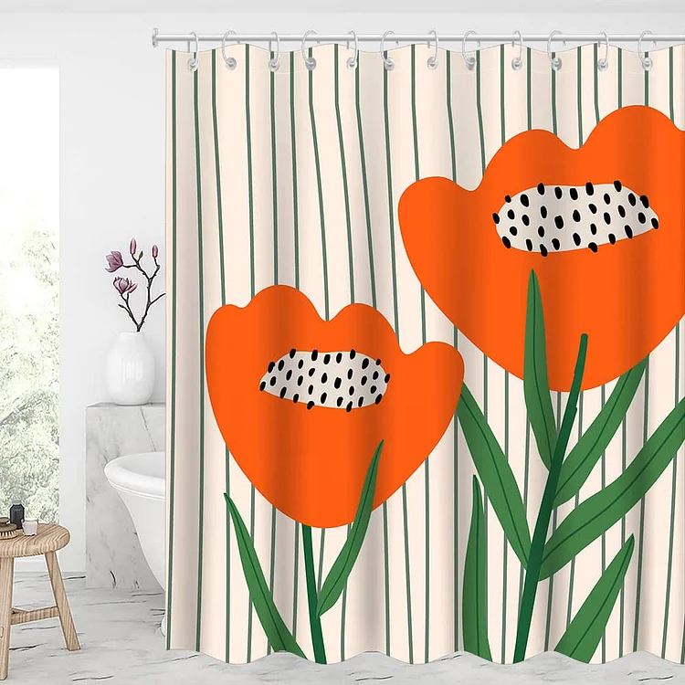 Abstract Tulip Waterproof Shower Curtains With 12 Hooks-BlingPainting-Customized Products Make Great Gifts