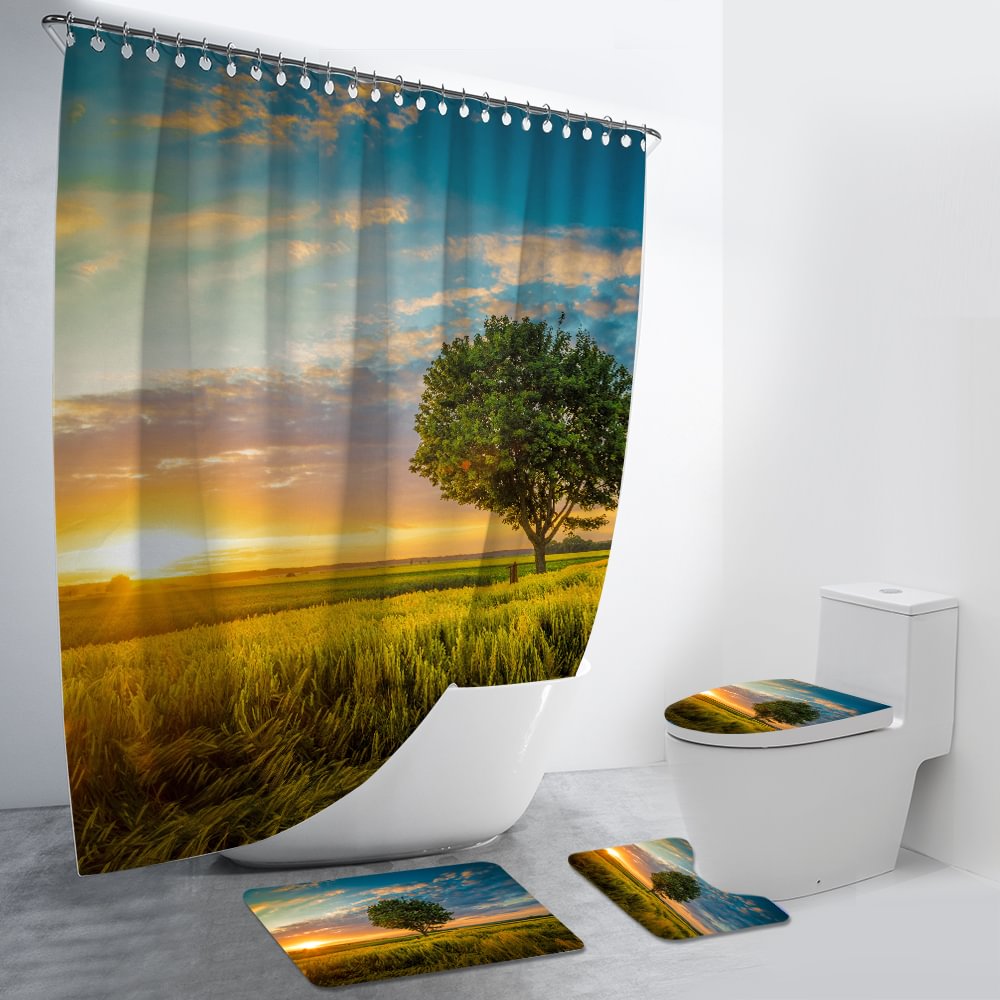 Sunset Landscape 4Pcs Bathroom Set-BlingPainting-Customized Products Make Great Gifts
