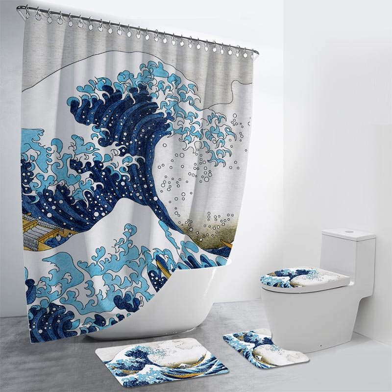 The Great Wave Off Kanagawa 4Pcs Bathroom Set-BlingPainting-Customized Products Make Great Gifts