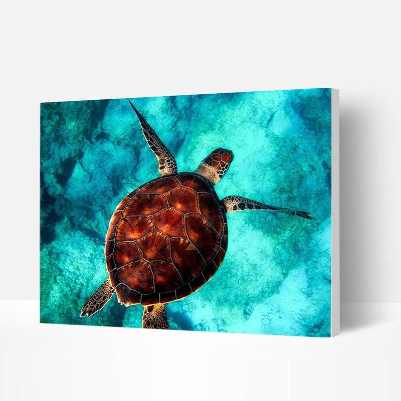 Paint by Numbers Kit - Diving Sea Turtle-BlingPainting-Customized Products Make Great Gifts