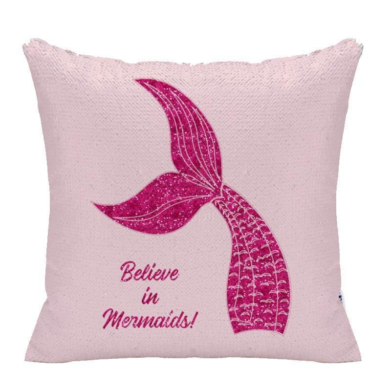 Mermaid Sequin Throw Pillow-BlingPainting-Customized Products Make Great Gifts