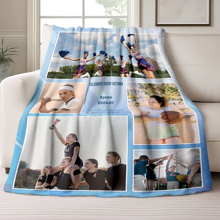 Custom Graduation & Sports Season Memory Blanket | Celebrate Every Victory | Personalized Photo Collage Blanket with 5 Pictures