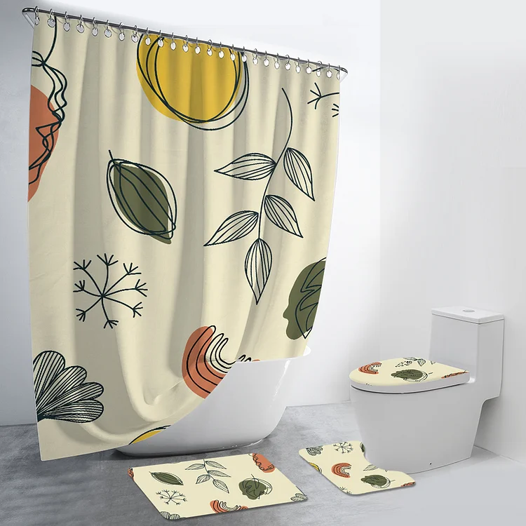 Retro Abstract Flower 4Pcs Bathroom Set-BlingPainting-Customized Products Make Great Gifts