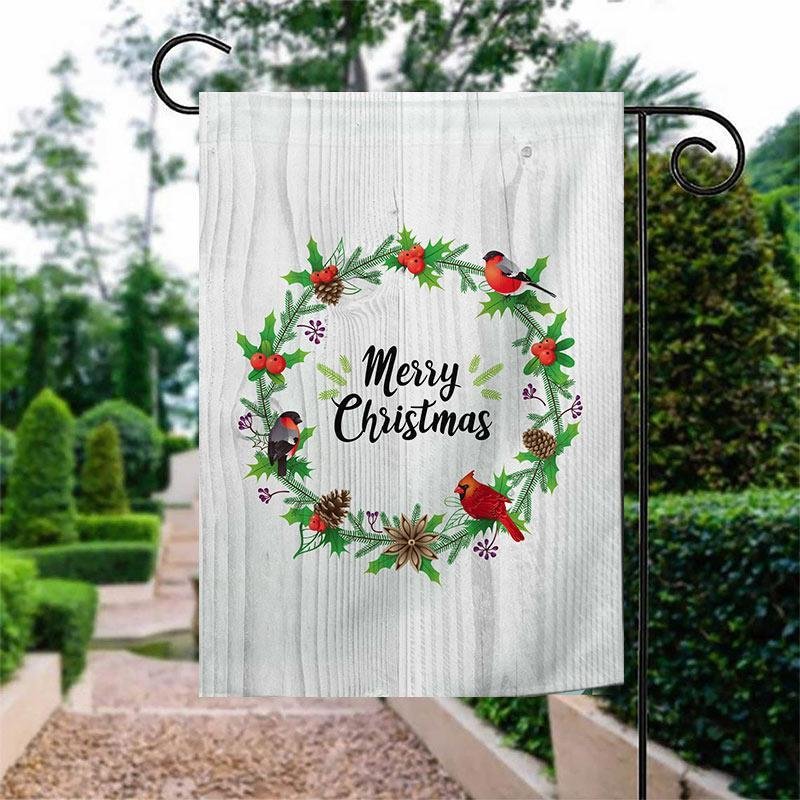 Best Gifts Decor. Merry Christmas Wreath Garden Flag/House Flag-BlingPainting-Customized Products Make Great Gifts