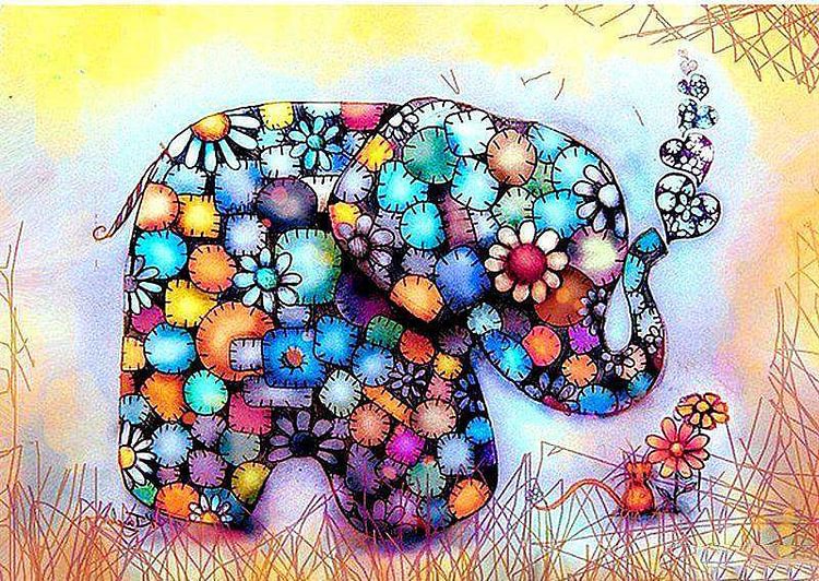 Colorful Elephant 5D-BlingPainting-Customized Products Make Great Gifts