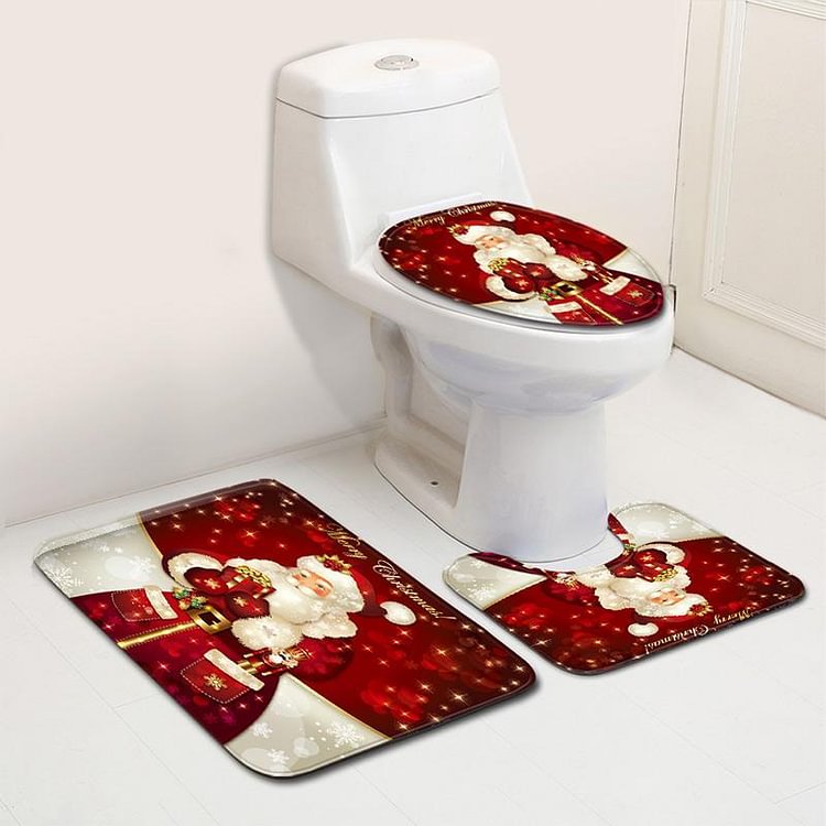 Christmas Santa Claus Pattern 3Pcs Bath Rug Set - Best Gifts-BlingPainting-Customized Products Make Great Gifts