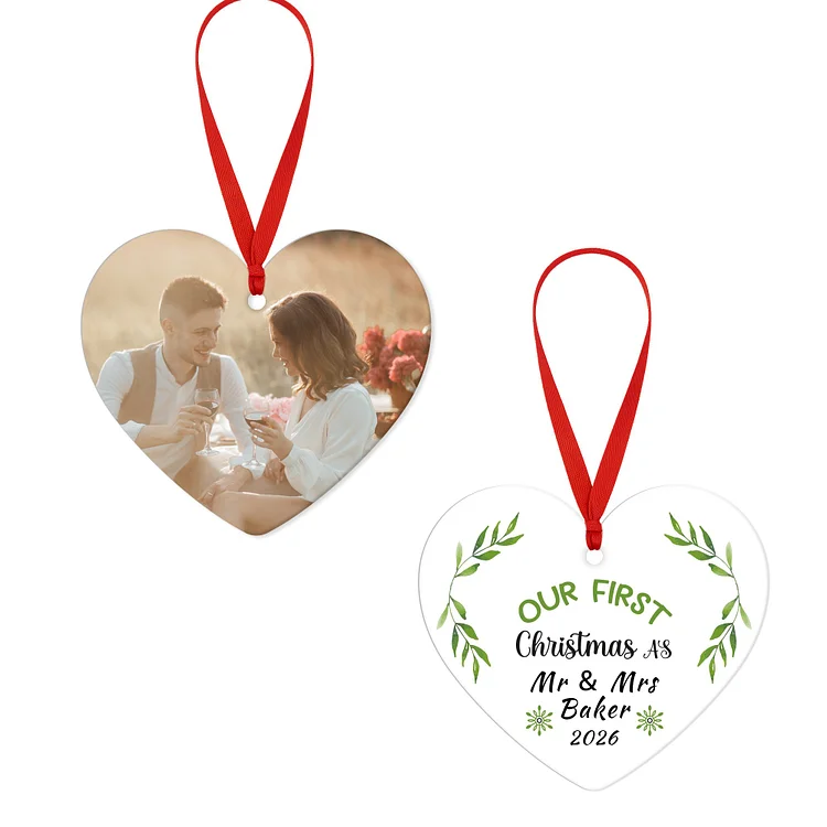 Personalized Holiday Ornament – Heart-Shaped Acrylic Keepsake with Photo & Message