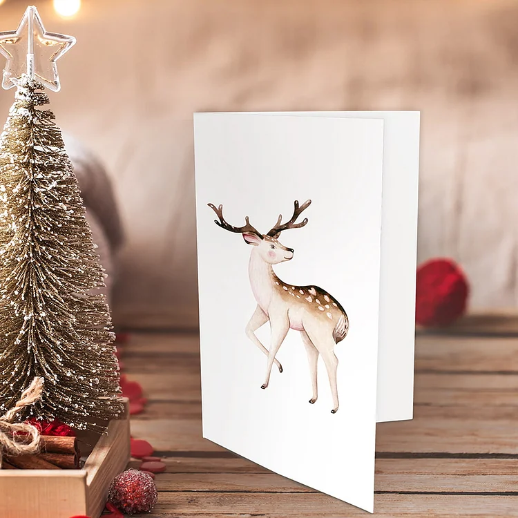 Christmas Deer Card with Envelope 5*7 IN, Creative Gifts 2022-BlingPainting-Customized Products Make Great Gifts