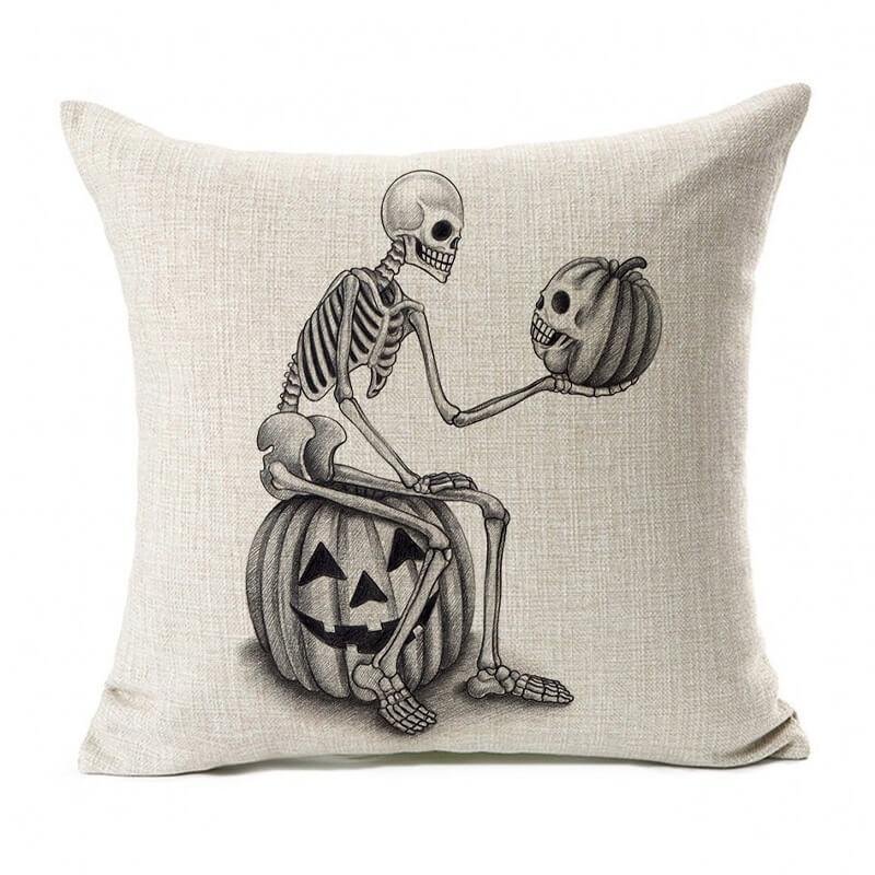 Halloween Decor Linen Skull Throw Pillow-BlingPainting-Customized Products Make Great Gifts