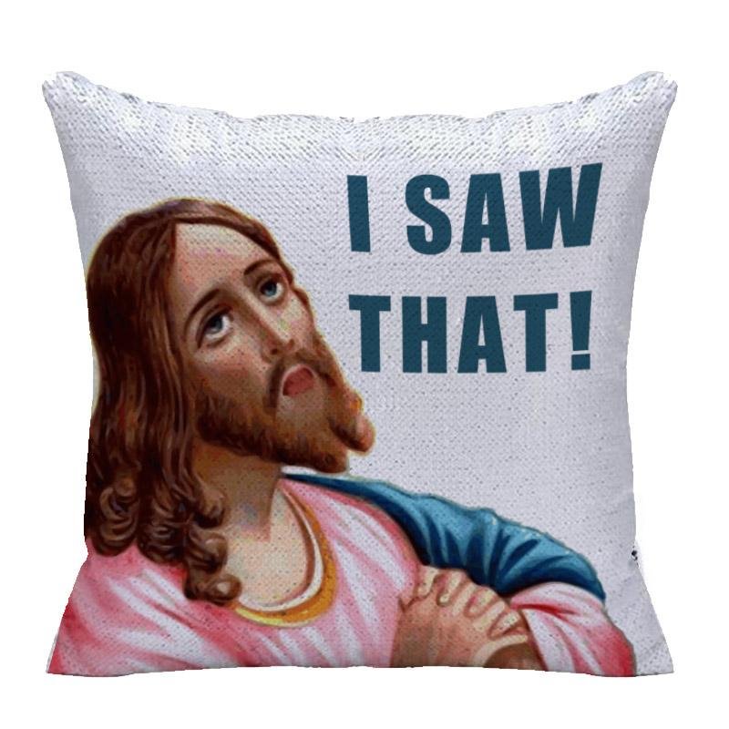 Jesus Sequin Throw Pillow-BlingPainting-Customized Products Make Great Gifts