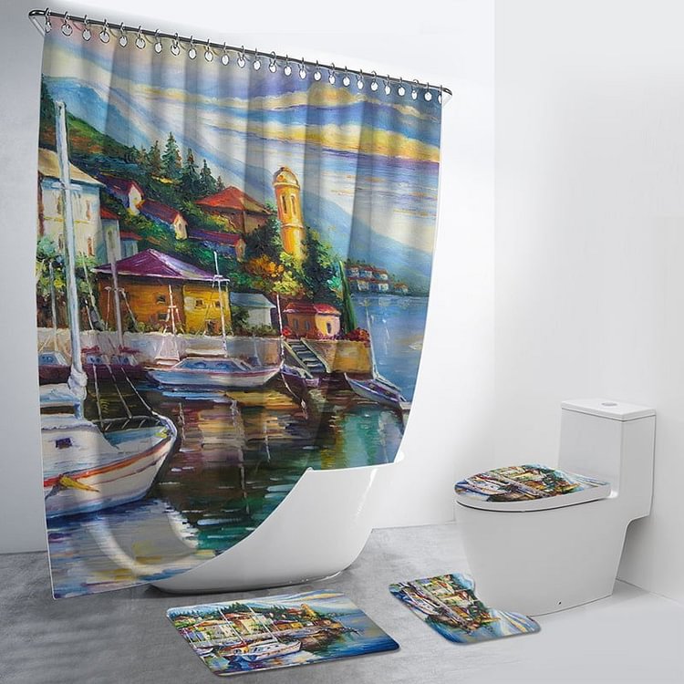 Sunset on Ocean 4Pcs Bathroom Set-BlingPainting-Customized Products Make Great Gifts