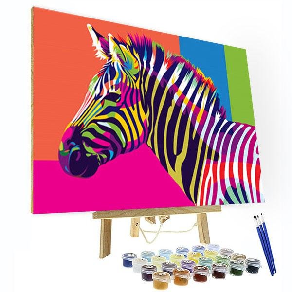 Paint by Number Kit - Colorful Zebra, Top Gifts for Kids-BlingPainting-Customized Products Make Great Gifts