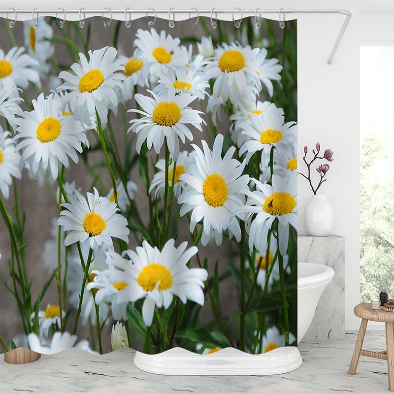 White Daisy Shower Curtains-BlingPainting-Customized Products Make Great Gifts