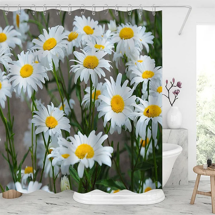 White Daisy Shower Curtains-BlingPainting-Customized Products Make Great Gifts