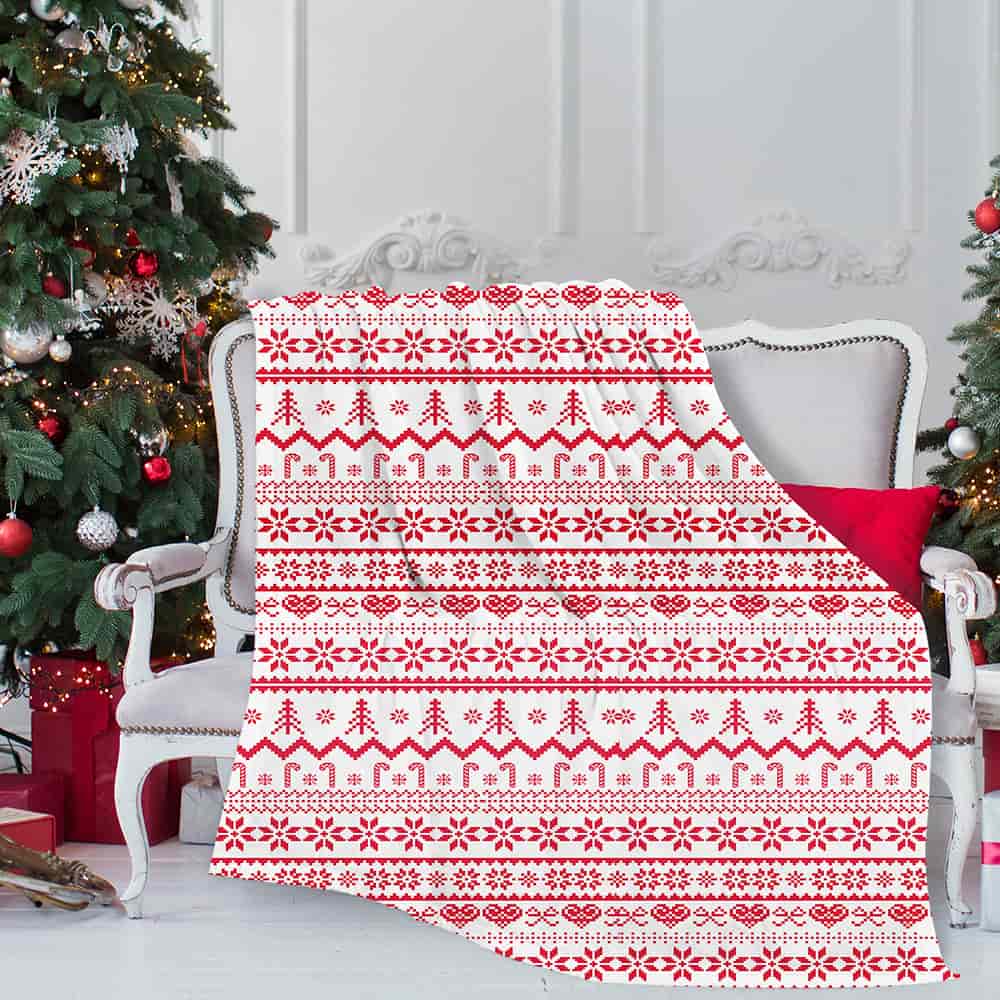 Minimalism Style Christmas Red Blanket for Families Friends Lovers, Best Gifts 2022-BlingPainting-Customized Products Make Great Gifts