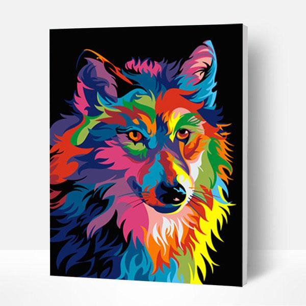 Paint by Numbers Kit -  Colorful wolf-BlingPainting-Customized Products Make Great Gifts