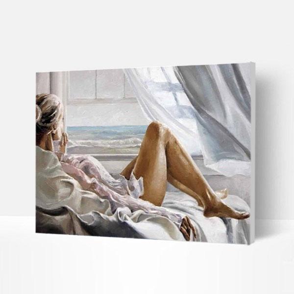 Paint by Numbers Kit -  Girl by The Sea-BlingPainting-Customized Products Make Great Gifts