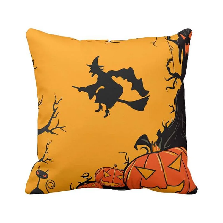 Halloween Decor Linen Witch Throw Pillow G-BlingPainting-Customized Products Make Great Gifts