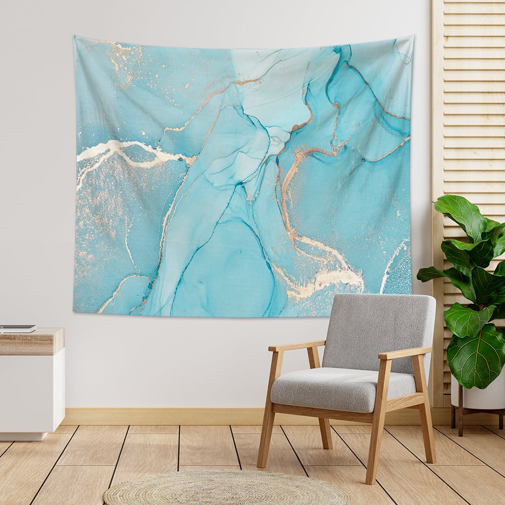 Glittering Skyblue Marbling Tapestry Wall Hanging-BlingPainting-Customized Products Make Great Gifts