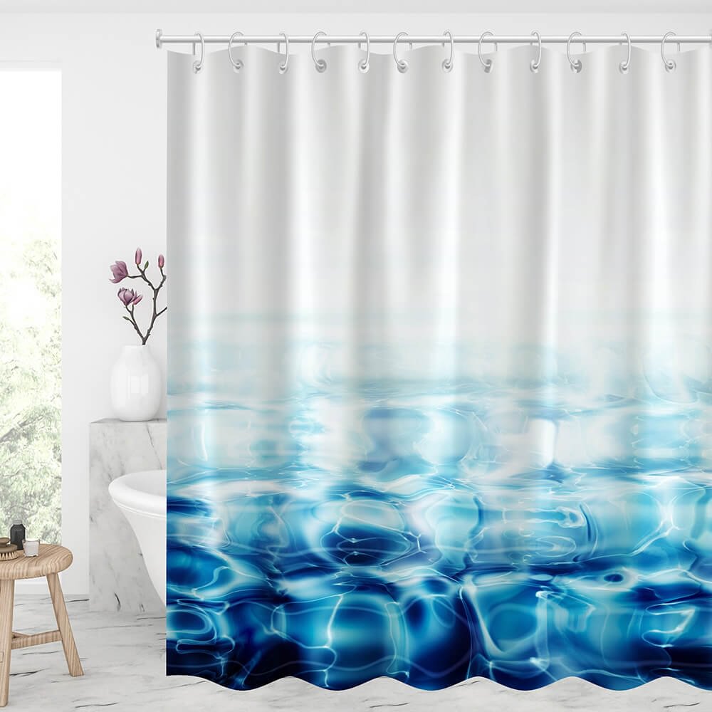 Navy Blue Tie Dye Waterproof Shower Curtains With 12 Hooks-BlingPainting-Customized Products Make Great Gifts