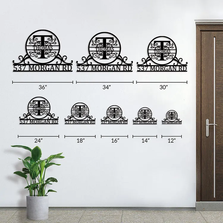 Personalized Metal House Numbers Address Sign, Custom Name Monogram ...