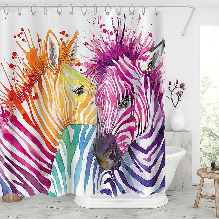 Watercolor Zebra Shower Curtains-BlingPainting-Customized Products Make Great Gifts