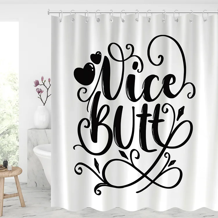 Waterproof Shower Curtains With 12 Hooks Decor - Nice Butt-BlingPainting-Customized Products Make Great Gifts