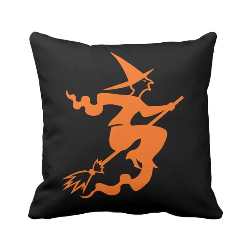 Halloween Decor Linen Witch Throw Pillow F-BlingPainting-Customized Products Make Great Gifts