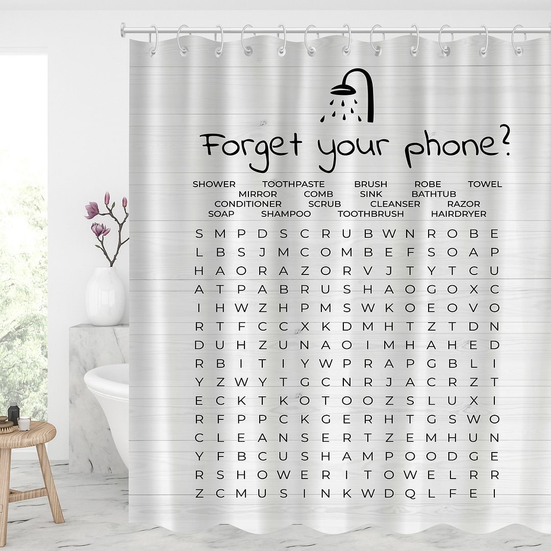 Waterproof Shower Curtains With 12 Hooks Bathroom Decor - Forget Your Phone-BlingPainting-Customized Products Make Great Gifts