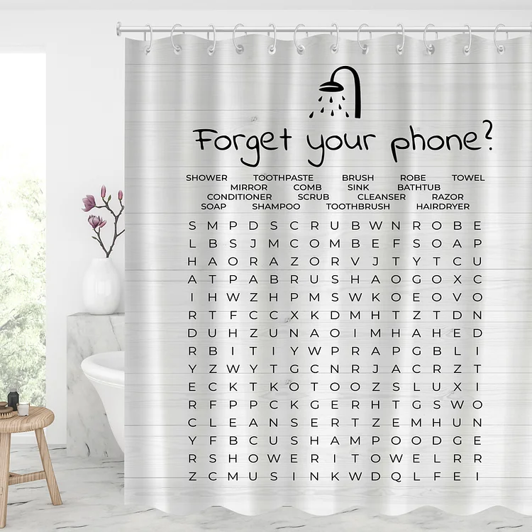 Waterproof Shower Curtains With 12 Hooks Bathroom Decor - Forget Your Phone-BlingPainting-Customized Products Make Great Gifts
