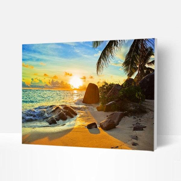 Paint by Numbers Kit -  Beach At Sunset-BlingPainting-Customized Products Make Great Gifts