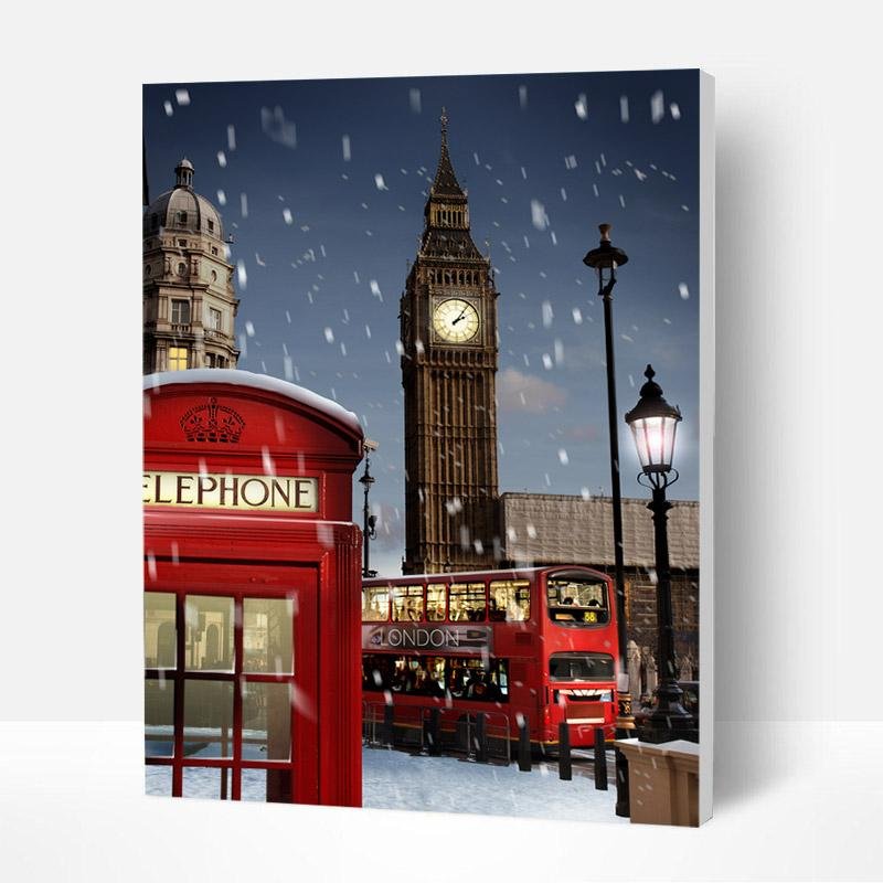 Paint by Numbers Kit - London in the Snow-BlingPainting-Customized Products Make Great Gifts