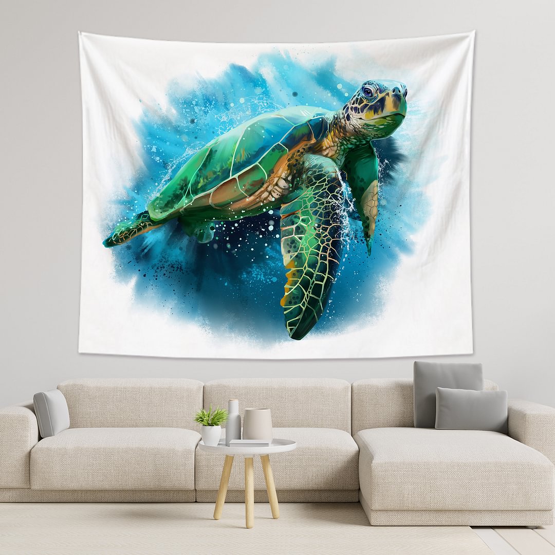 Deep Sea Turtle Tapestry Wall Hanging-BlingPainting-Customized Products Make Great Gifts