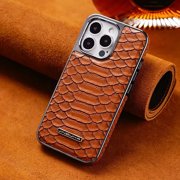 Luxury Python Texture Leather Electroplating Phone Case For iPhone  Caseepro - High Quality Phone Cases & Covers