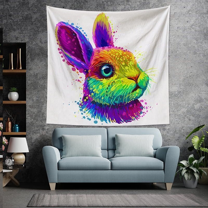 Colorful Rabbit Tapestry Wall Hanging-BlingPainting-Customized Products Make Great Gifts
