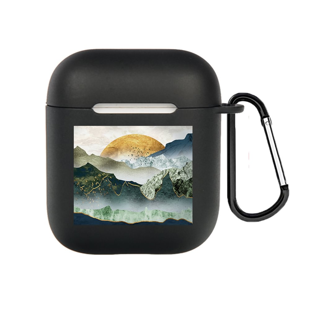 The Green Golden Mountain By Sunset AirPods 1&2&Pro Case With Keychain-BlingPainting-Customized Products Make Great Gifts